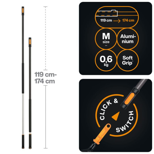 Teleskopická násada Fiskars OneClick M Teleskopická násada Fiskars OneClick M