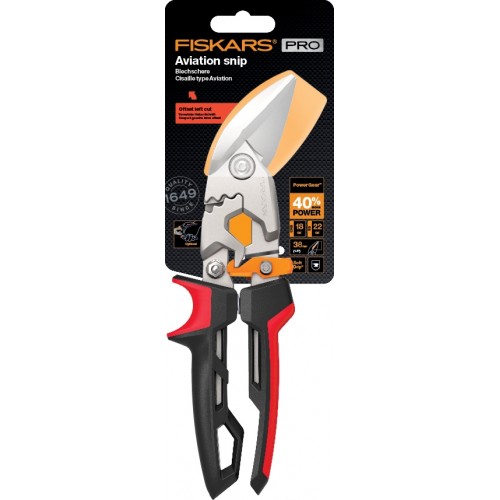 Prevodové nožnice na plech FISKARS PowerGear, offsetové ľavé