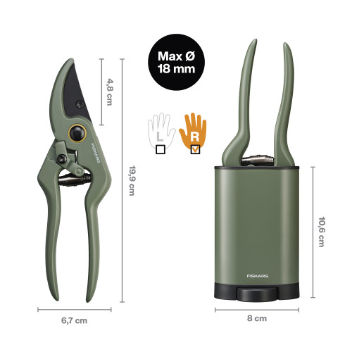 Záhradné nožnice s puzdrom FISKARS Plant Care, 18 cm