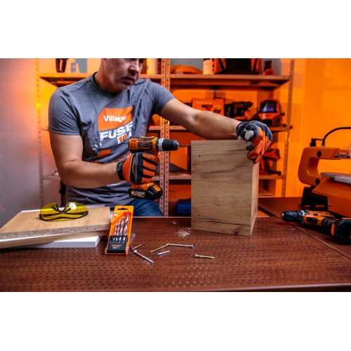 Aku skrutkovač VILLAGER FUSE VLN 3220 + aku rázový skrutkovač VILLAGER FUSE VLN 3420, 2x batéria, 1x nabíjačka